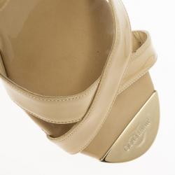 مملوكة مسبقًا Jimmy Choo Nude Patent Panther Ankle Strap Cork Wedges Size 39