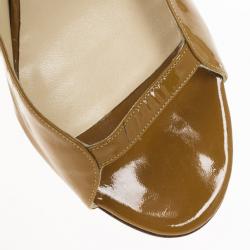 Pre Owned Jimmy Choo Tan Patent Leather Ankle Strap Sandals Size 37