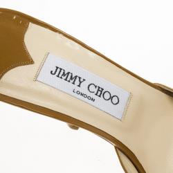 Pre Owned Jimmy Choo Tan Patent Leather Ankle Strap Sandals Size 37