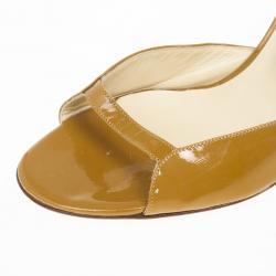 Pre Owned Jimmy Choo Tan Patent Leather Ankle Strap Sandals Size 37