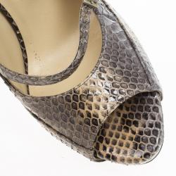 مملوكة مسبقًا Jimmy Choo Snake Embossed Mary Jane Peep Toe Pumps Size 37.5