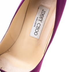 Pre Owned Jimmy Choo Exclusive Collection Deep Purple Satin Manda Crystal Embellished Pointed Toe Pumps Size 39