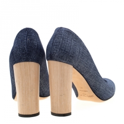 Pre Owned Jimmy Choo Blue Denim Laria Block Heels Pumps Size 40