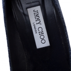Pre Owned Jimmy Choo Blue Denim Laria Block Heels Pumps Size 40