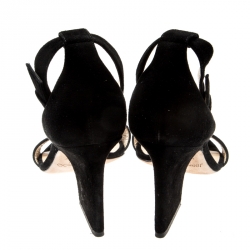 مملوكة مسبقًا Jimmy Choo Black Suede Edina Ankle Strap Sandals Size 38