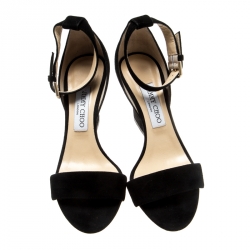 مملوكة مسبقًا Jimmy Choo Black Suede Edina Ankle Strap Sandals Size 38