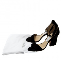 مملوكة مسبقًا Jimmy Choo Black Suede Edina Ankle Strap Sandals Size 38