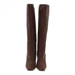 مملوكة مسبقًا Jimmy Choo Brown Leather Kirby Knee Boots Size 36.5