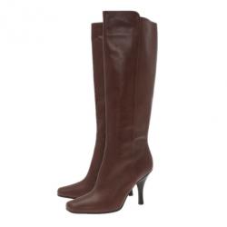 مملوكة مسبقًا Jimmy Choo Brown Leather Kirby Knee Boots Size 36.5