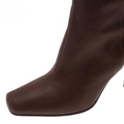 مملوكة مسبقًا Jimmy Choo Brown Leather Kirby Knee Boots Size 36.5