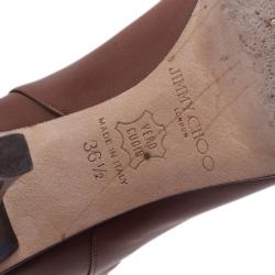 مملوكة مسبقًا Jimmy Choo Brown Leather Kirby Knee Boots Size 36.5