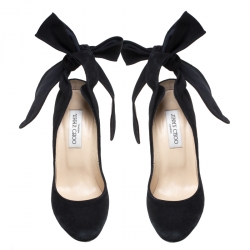 مملوكة مسبقًا Jimmy Choo Black Suede Ankle Wrap Pointed Toe Pumps Size 38.5
