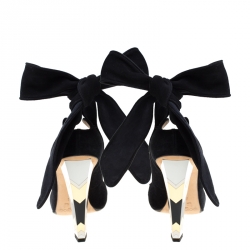 مملوكة مسبقًا Jimmy Choo Black Suede Ankle Wrap Pointed Toe Pumps Size 38.5