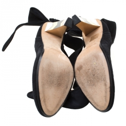 مملوكة مسبقًا Jimmy Choo Black Suede Ankle Wrap Pointed Toe Pumps Size 38.5