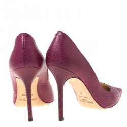 Pre Owned Jimmy Choo Burgundy Python Leather Abel Pointed Toe Pumps Size 37