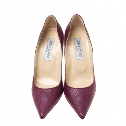 Pre Owned Jimmy Choo Burgundy Python Leather Abel Pointed Toe Pumps Size 37