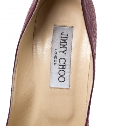 Pre Owned Jimmy Choo Burgundy Python Leather Abel Pointed Toe Pumps Size 37