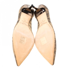 Pre Owned Jimmy Choo Metallic Bronze Lace Romy Pointed Toe Pumps Size 37