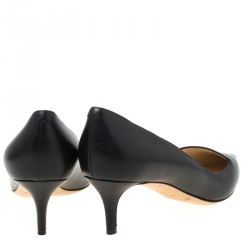 Pre Owned Jimmy Choo Black Leather Allure Kitten Heel Pointed Toe Pumps Size 37.5