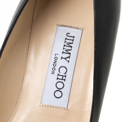 Pre Owned Jimmy Choo Black Leather Allure Kitten Heel Pointed Toe Pumps Size 37.5