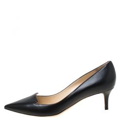 Pre Owned Jimmy Choo Black Leather Allure Kitten Heel Pointed Toe Pumps Size 37.5