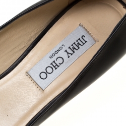 Pre Owned Jimmy Choo Black Leather Isabel Peep Toe Pumps Size 37.5