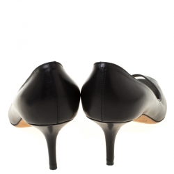 Pre Owned Jimmy Choo Black Leather Isabel Peep Toe Pumps Size 37.5