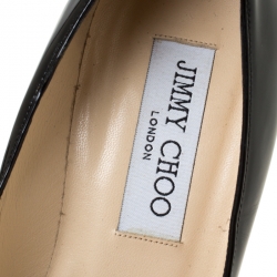 Pre Owned Jimmy Choo Black Patent Leather Romy 60 Pointed Toe Pumps Size 37.5