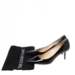 Pre Owned Jimmy Choo Black Patent Leather Romy 60 Pointed Toe Pumps Size 37.5