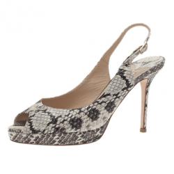 مملوكة مسبقًا Jimmy Choo Snakeskin Peep Toe Nova Slingback Sandals Size 37