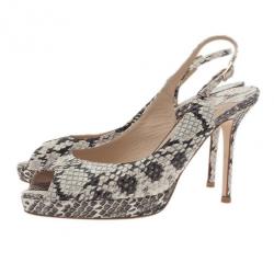 مملوكة مسبقًا Jimmy Choo Snakeskin Peep Toe Nova Slingback Sandals Size 37