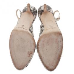 مملوكة مسبقًا Jimmy Choo Snakeskin Peep Toe Nova Slingback Sandals Size 37