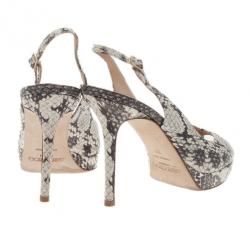 مملوكة مسبقًا Jimmy Choo Snakeskin Peep Toe Nova Slingback Sandals Size 37