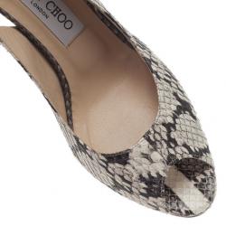 مملوكة مسبقًا Jimmy Choo Snakeskin Peep Toe Nova Slingback Sandals Size 37
