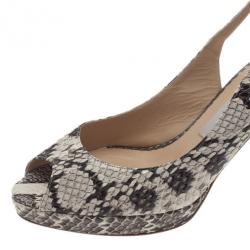 مملوكة مسبقًا Jimmy Choo Snakeskin Peep Toe Nova Slingback Sandals Size 37