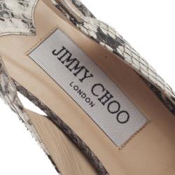 مملوكة مسبقًا Jimmy Choo Snakeskin Peep Toe Nova Slingback Sandals Size 37