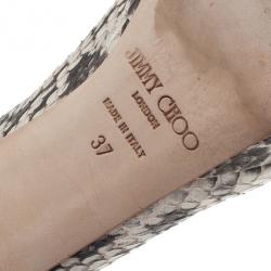 مملوكة مسبقًا Jimmy Choo Snakeskin Peep Toe Nova Slingback Sandals Size 37