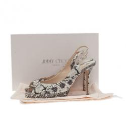 مملوكة مسبقًا Jimmy Choo Snakeskin Peep Toe Nova Slingback Sandals Size 37