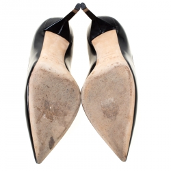 مملوكة مسبقًا Jimmy Choo Black Leather Tish Pointed Toe Pumps Size 39