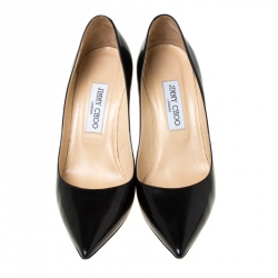 مملوكة مسبقًا Jimmy Choo Black Leather Tish Pointed Toe Pumps Size 39