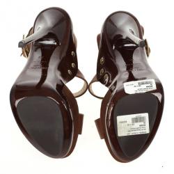 Pre Owned Jimmy Choo Brown Leather And Suede 'Halley' Platform Sandals Size 36