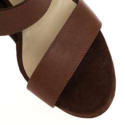 Pre Owned Jimmy Choo Brown Leather And Suede 'Halley' Platform Sandals Size 36