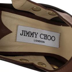 Pre Owned Jimmy Choo Brown Leather And Suede 'Halley' Platform Sandals Size 36