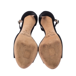 Pre Owned Jimmy Choo Black Suede Annie Ankle Strap Sandals Size 35