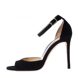 Pre Owned Jimmy Choo Black Suede Annie Ankle Strap Sandals Size 35