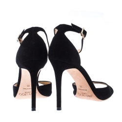 Pre Owned Jimmy Choo Black Suede Annie Ankle Strap Sandals Size 35