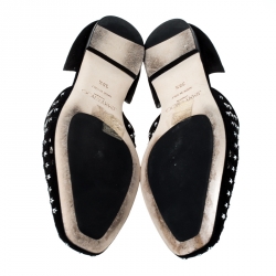 Pre Owned Jimmy Choo Black Laser Cut Suede Star Embellished Globe Flats Size 38.5