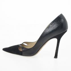 مملوكة مسبقًا Jimmy Choo Black Suede & Leather Pointed Toe Pumps Size 39