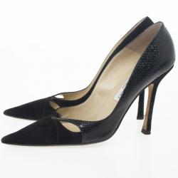 مملوكة مسبقًا Jimmy Choo Black Suede & Leather Pointed Toe Pumps Size 39