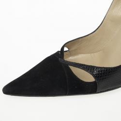 مملوكة مسبقًا Jimmy Choo Black Suede & Leather Pointed Toe Pumps Size 39